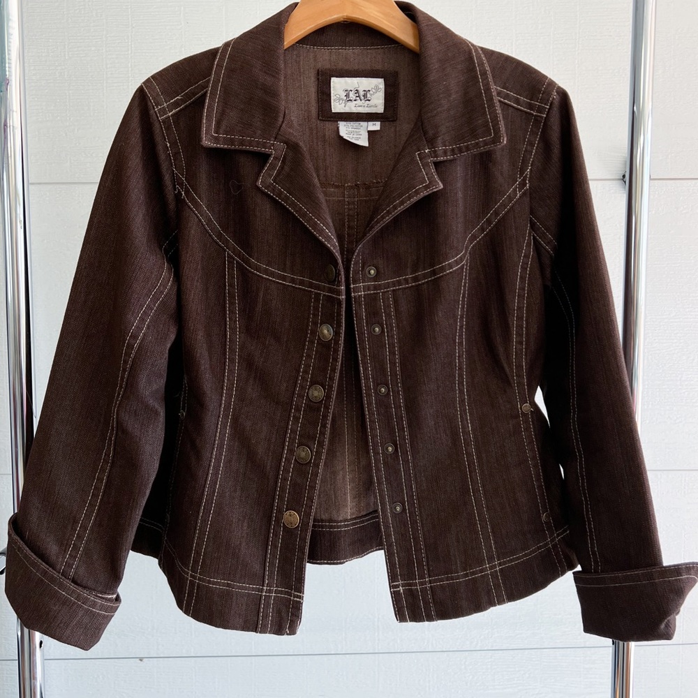 LIVE A LITTLE Brown Stretch Jean Jacket Medium